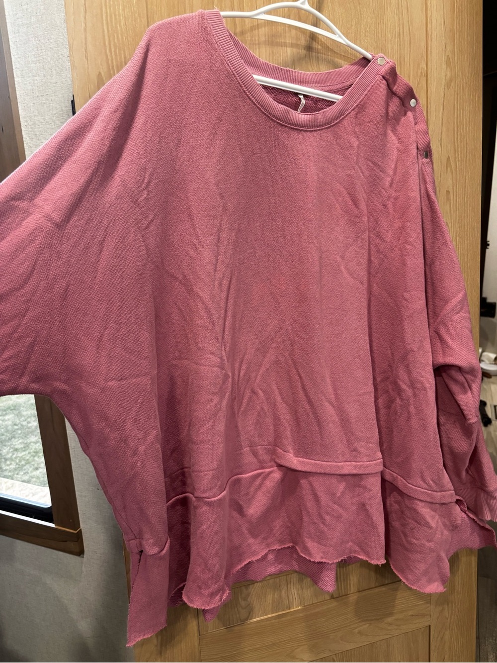 Free People Oversized Long Sleeve Sweater Top Size L Boho Langenlook Dusty Rose